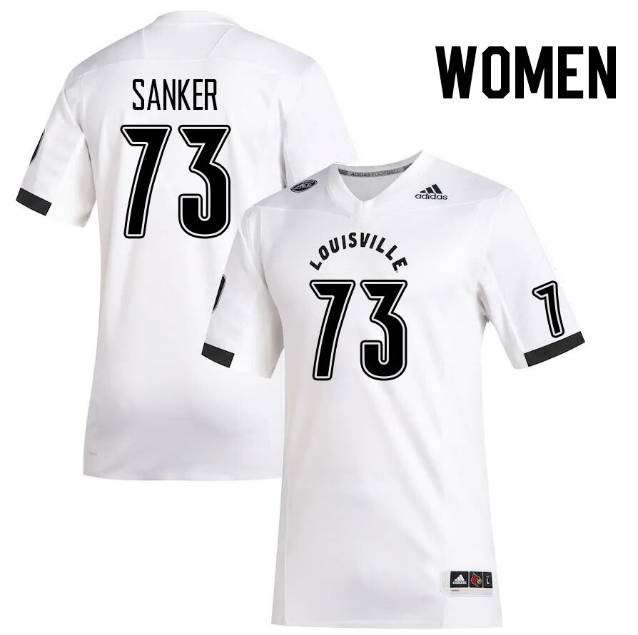 Women #73 Madden Sanker Louisville Cardinals College Football Jerseys Stitched Sale-White - Click Image to Close